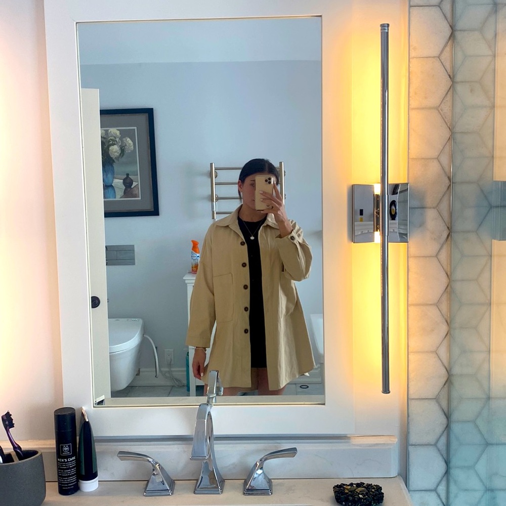 Oversized beige utility shirt